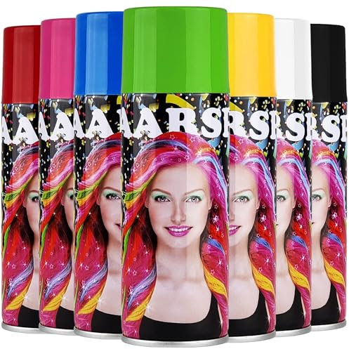Farbiges Haarspray für buntes Haar - 250ml - in 7 verschieden Farben - lässt sich wieder auswaschen - Tolle Haarfarbe für Cosplay Halloween oder Karneval färben - Schwarz