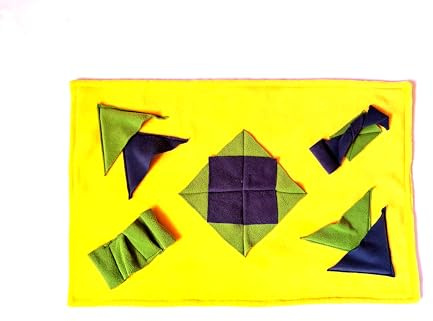 Leckerli Suchdecke, Spielmatte, Schnüffelteppich gelb mit grün/grau als Suchspiel und zum Schnüffeln für Hunde