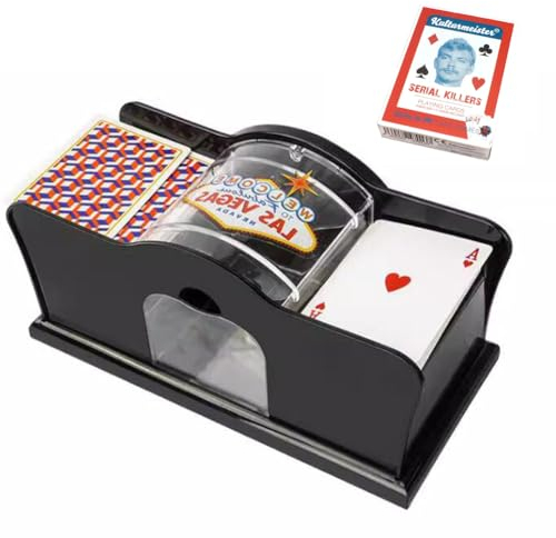 JHAISMAO Mischen Von Hand Maschine Poker Spielende Karte Kartenmischen Maschine 2 Decks Kurbel Manuelle Mischmaschine Spielende Karte Mischer Für Heimturniere(Color:Black)