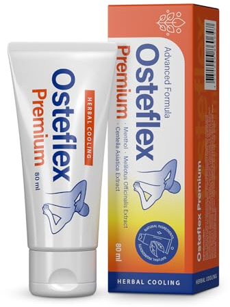 Osteflex Premium - Crema per il Dolore Articolare, con Centella Asiatica, Radice di Bardana, Mentolo e Olio di Mandorle, 80 ml