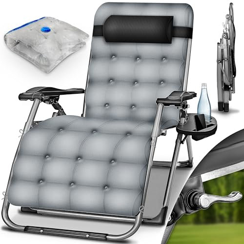 tillvex® Liegestuhl klappbar bis 200kg | Sonnenliege Gartenliege wetterfest Balkon, Garten & Terrasse | Outdoor Liege verstellbar mit dickem Polster | Relaxliege Nackenkissen