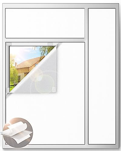 White Blackout Curtains for Bedroom, 70 x 58 Portable Blackout Blinds with 20 Sets Hooks & Loops Strips for 100% Blackout Window Film, Temporary Black-Out Shades for Windows Cover Nursery Travel RV