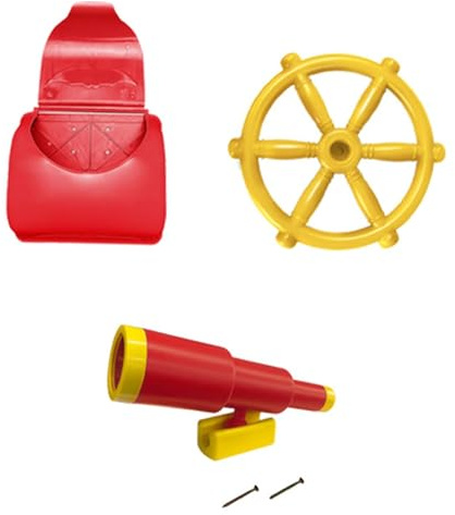 EHJRE Outdoor Adventure Swing Set with Mailbox And Spyglass for Kids, Red