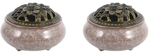 VENOAL 2 x Keramik-Räuchergefäß, tragbares Porzellan-Räuchergefäß, Buddhismus, Räucherstäbchenhalter, Teehaus, Weihrauch,