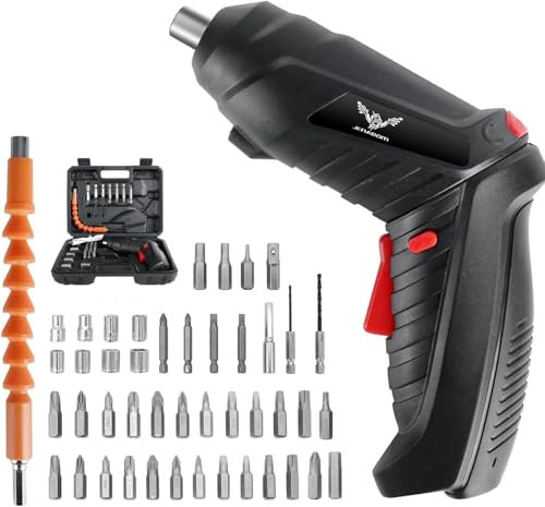 JENABOM Electric Screwdriver Cordless, Electric Screwdriver Kit with 45 Accessories, 3.6V/1300mAh Rechargeable Power Drill Driver, with USB Cable LED Light for Home Office DIY