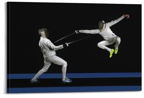 GLMHOK Übungs-Sportposter für Fechten, Wettbewerbe, dekoratives Gemälde, Leinwand, Poster, 30 x 45 cm
