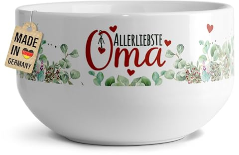 Print Royal PR Müslischale mit Spruch - Allerbeste Oma - Persönliches Geschenk für Oma zum Geburtstag, Weihnachten, Muttertag | Keramik, 500 ml