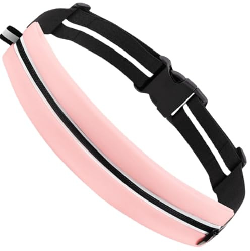 HSTWODE Smal löpbälte, löpare bältesväska för kvinnor och män, reflekterande löpbälte för träning jogging med hörlursanslutning, ROSA, M, Stilren