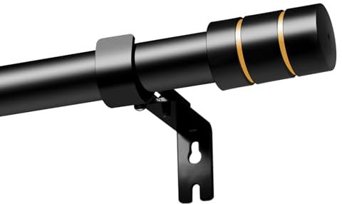 VIOREMOS Barra de cortina de acero inoxidable negro, extensible, 67-105 cm (25 mm de diámetro), adecuada para salón, dormitorio y baño