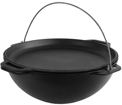 BRIZOLL 4L Cast Iron Kazan/Dutch Oven with Skillet Lid | Multi-Functional Cookware for Versatile Cooking
