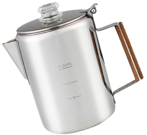 ZAYIUKI Kaffeemaschine aus Edelstahl mit Skala, Kaffeekannen im amerikanischen Stil für Camping und den Heimgebrauch, Perkolator mit 9 Tassen Fassungsvermögen
