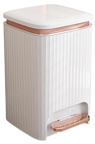 Pattumiera quadrata in plastica con coperchio, doppia apertura, pattumiera a pedale da 12 l, con anello di pressione integrato, per soggiorno, camera da letto, cucina, bagno, pattumiera