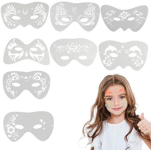 JOZMMZEOOA 8 Stück Schablonen für Gesichtsbemalung, Make-up, Augenschminken, wiederverwendbare Schablonen für Gesicht, Blumen, Sterne, Herzen, Masken, Delfine, Schmetterlinge