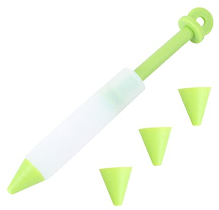 NOLITOY Silicone Cake Decorating Pen Set 4 Piping Nozzles Green, Multifunctional Chocolate Writing Pen for Baking and Pastry Decoration