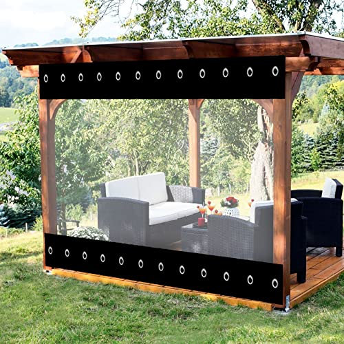 Tenda in tela cerata resistente e impermeabile, antivento e antipioggia, per pergola, portico, gazebo, 3 x 3 m, copertura trasparente