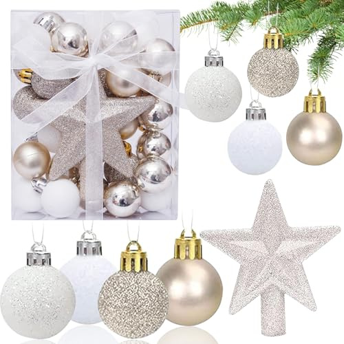 30 Stück Weihnachtskugeln, 3CM Christbaumkugeln Set, Weihnachtsbaum Kugeln, Weihnachtsdeko Kugeln, Weihnachtsbaumschmuck, Glitzernd Matt Weihnachtsanhänger, Tannenbaumkugeln Weihnachtsbaum Deko(B)