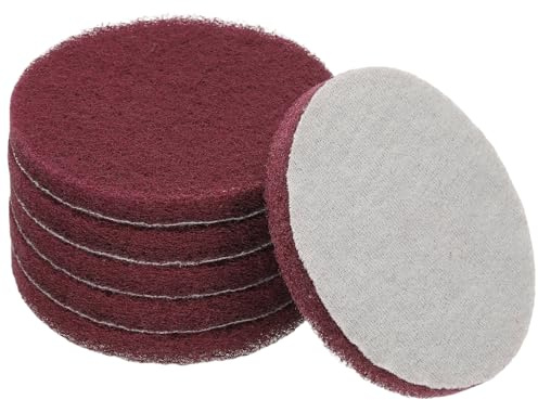 YELARXI Power Scrub Pads, Scrubbing Pads 320 Grits Scouring Discs - Fitting for (Home Kitchen Cleaning - Drill Attachment - Scrubber Replacement) 6 Pcs & 5 Inch & Red