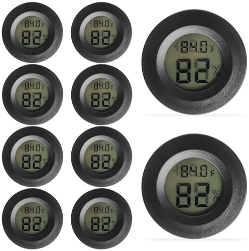 Termometro Igrometro Mini LCD Digitale: WIYETY 10 Pezzi Termoigrometro Digitale, Termo-Igrometro Preciso per Interni, Termometro Igrometro LCD per il Controllo del Clima Ambientale, Nero