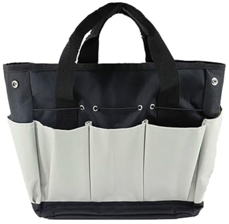 Sac fourre-tout de jardinage pratique conçu avec 9 poches pour un accès facile aux outils (noir et gris)