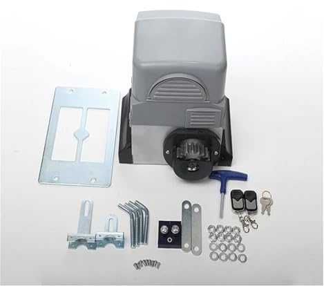 Operador de Motor de puerta corredera automática, 2000kg, 230V, con estante de acero de 6m, 2 mandos a distancia, 1 fotocélula, 1 estroboscópico y 1 botón