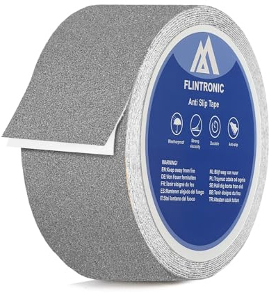 flintronic halkskydd tejp, 50 mm x 5 m trappa halkfria ränder, halkfri tejp, halkskyddande band självhäftande, tung last halkskydd för trappor, vattentät utomhus inomhus