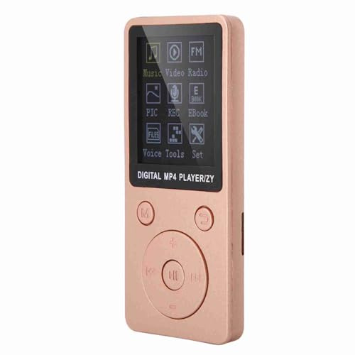 BAFOVY Digital Music Player, Portable MP4 Music Player with 32GB Support, Long Battery Life and Multi-Function for Lovers (Pink Gold)
