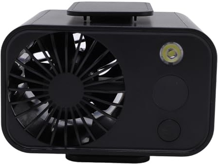 Pongnas Ventilatore Portatile Indossabile Appendere Al Collo Sulla Cintura Ventilatore Personale con Luce a LED Display Digitale USB Ricaricabile per Uso Notturno Sportivo in Ufficio (BLACK)