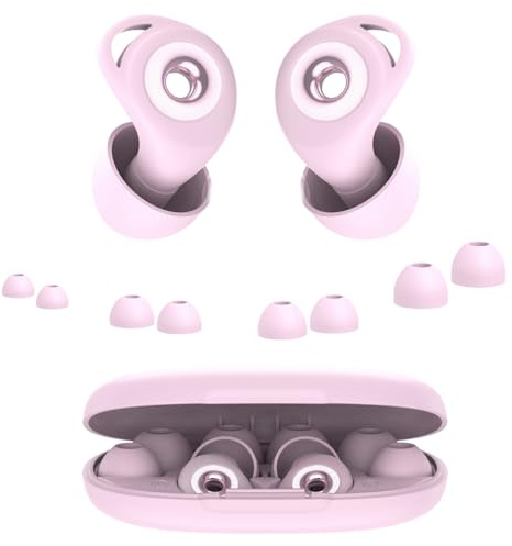 Tapones Oidos Ruido Dormir, Cancelación de Ruido de 45 dB, Tapones Oidos Rreutilizables de Silicona Blanda, 4 Tamaños (XS/S/M/L), Tapones Adecuados para Dormir, Viajar, Concentrarse o Concierto, Rosa