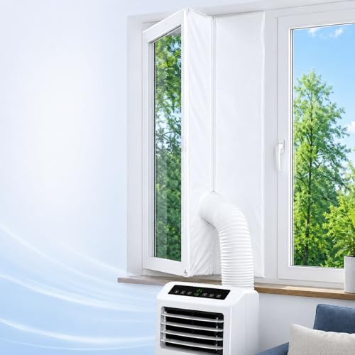 GOOGO Sellado de ventana para aire acondicionado 4 m, junta para equipos portátiles con abertura de cremallera para tubo de escape, ventanas abatibles, aires acondicionados y secadoras