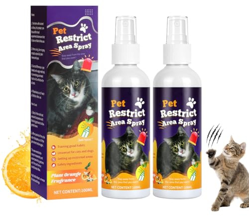 OSDUE Repelentes Orina Spray Gatos, 200ml Spray Antiarañazos Gatos, Evitar Pipi Cat, Eliminador de Olores, No Mancha, Frena los Malos Hábitos para Exterior e Interior Aroma Cítrico a Limón(2 Botellas)
