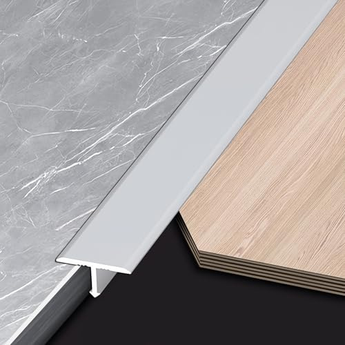 Coayuou Barre Seuil Alu 100cm* 3 Pièces Profil De Transition Profile En T Baguette Sol Porte Solution Moderne Pour Des Finishes Parfaits Entre Parquet, Carrelage Et Moquette(Silver,20mm)
