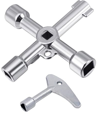 MenYiYDS SET Llave Multifuncional 4 Puntas 6 en 1 - Contador de Agua, Armario Eléctrico, Ascensor, Gas, Universal y Maestra Triangular Para Emergencias