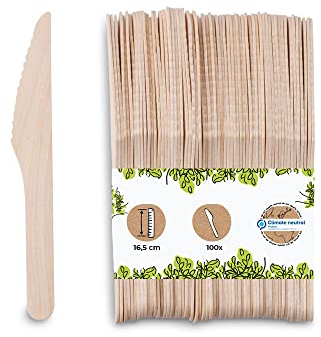 BIOZOYG Legno monouso | Coltello di legno posate monouso bio set da tavola monouso legno posate usa e getta coltello di legno set tavola monouso posate coltello lubrificante