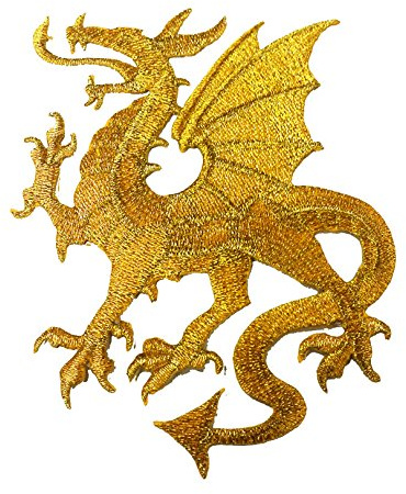 1 Applikation Wappen Drachen 14 x 11,5cm Farbe: Lurex-Gold vor226-1 li