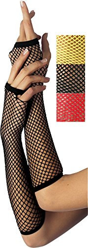 Mottoland Fingerlose Netz Handschuhe lang zu Karneval Fasching Party blau