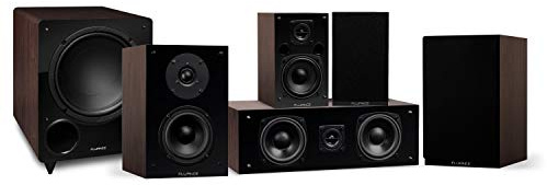 Fluance Elite High Definition Compact Surround Sound Home Theater 5.1 Channel Speaker System Including 2-Way Bookshelf, Center Channel, Rear Surrounds and DB10 Subwoofer - Walnut (SX51WC)