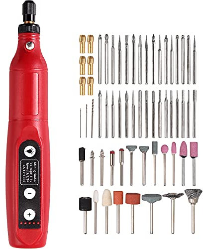 JUSTOOL Mini Perceuse Outils Rotatifs Multifonction 5 Vitesses 3000-15000rpm LED avec 125 Accessoires 6 Mandrins Mini Perceuse Électrique sans Fil USB Rechargeable pour DIY, Polissage, Coupe