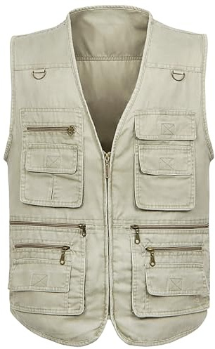 G&F Uomini Multi-Tasca Gilet da Pesca Multifunzione Gilet per Fotografia Reporter Panciotto (Color : Beige, Size : 9XL)