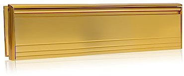 Xfort MailPlate Pro 12 Letterplate Satin Brass, Premium Draught Proof Postal Letterbox, Telescopic Sleeved Letter Box For Wooden, Composite And uPVC Midrail Doors With 40-80mm Door Thickness.