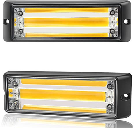 2 Pz Luci Stroboscopiche Dynamic Flashing LED COB Luce Griglia Anteriore LED Strobe Flash Warning Light per Veicoli Auto Camion,Blu