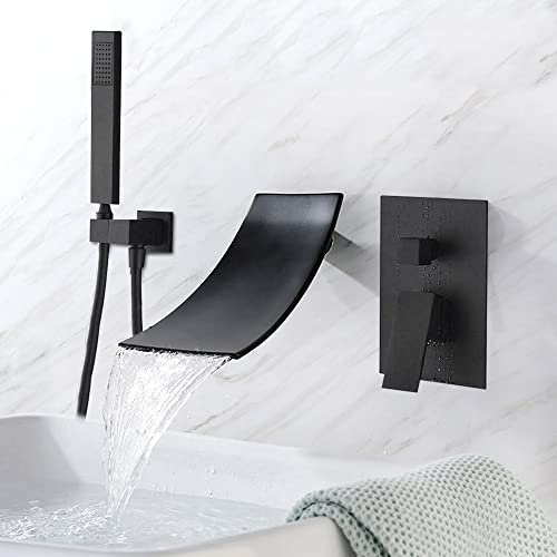 Badewanne Dusche, Badewannenarmaturen, Wand-Duscharmatur Mit Handbrause, Badewannenbrausegarnitur, Mattschwarz Brausegarnitur, Badewannen-Mischbatterie Dusche, Wandmontierte Luxus-Duschgarnitur