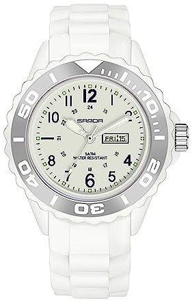 FORSINING Damen-Armbanduhr, analoge Quarz-Sport-Armbanduhr, Silikon-Armband, wasserdicht, Krankenschwester-Armbanduhr, Kalender, Datumsanzeige, 24 Stunden mit Sekundenzeiger