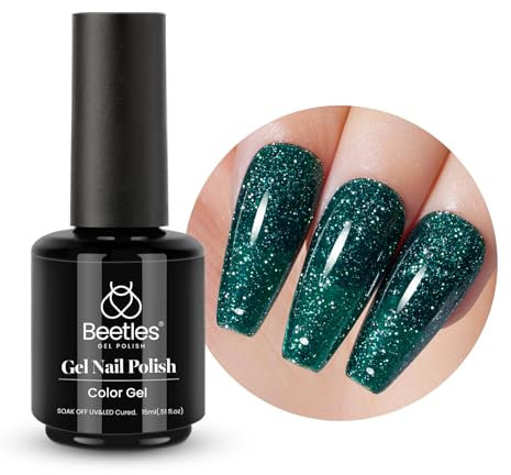 beetles Christmas Gel Polish 15mL Sparkle Green Dark Green Mistletoe Glitters Green Manicure Diy Art Gel Soak Off UV LED Salon Gift for Her
