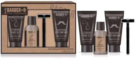 GLOSS ! Barber raklåda - skäggvård och underhåll kit - presentidé för män, födelsedag, jul, fars dag - kit