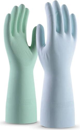 BZKSER 2 Paires Gants Menage, Gant de Nettoyage, Gant de Protection, Gants Latex, Gants Vaisselle, Home Disinfection Dust Removal Gloves，pour la cuisine, la lessive（2 paires M）
