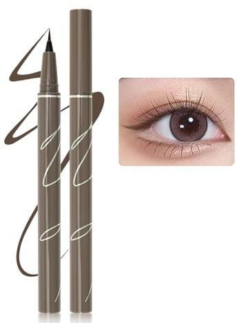 Erinde Grå brun flytande eyeliner vattentät - hög precision - grå flytande eyelinerpenna - vattentät professionell penna - långvarig - snabbtorkande koreansk ögonmakeup