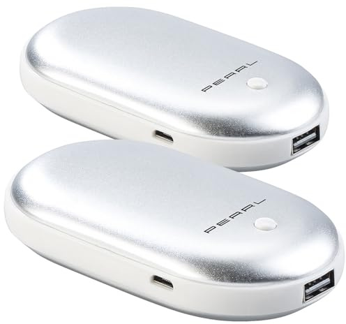 PEARL Taschenwärmer aufladbar: 2er-Set 2in1-Powerbanks mit Handwärmer, 4.000 mAh, 3 Temperaturstufen (Elektrische Taschenwärmer, USB, Wärme)