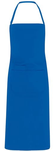 KINKIES Delantal largo de colores con 2 bolsillos - Mandil unisex de cocina de tela cómodo y elegante (Azul)