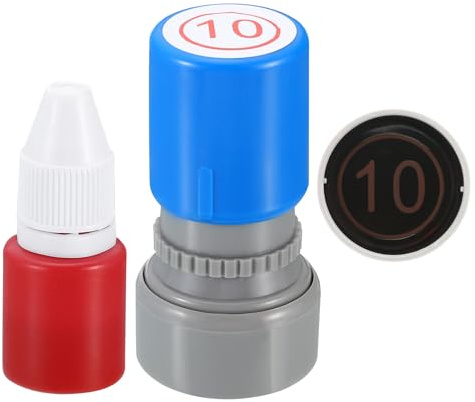 PATIKIL Number Stamps Self Inking, Numeral 10 Number Stamp Teacher Stamp Initial Stamp Ink Stamp for Class Notebook Scrapbooking DIY Craft Style 2, Red Ink