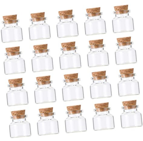 Amosfun 20pcs Mini Glass Bottle Cork for Tea Storage for Home Party Decorations and Wish Bottle Crafts